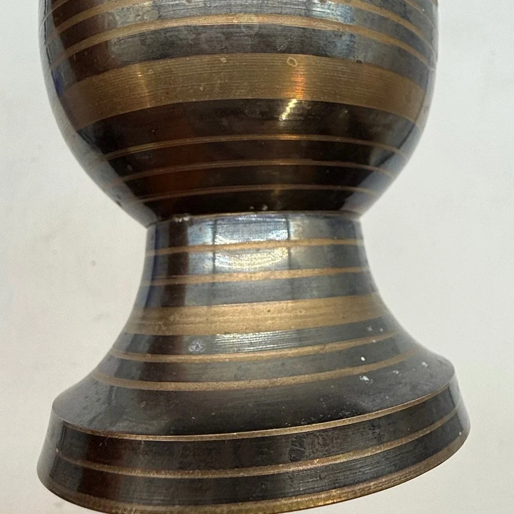 VTG Hand Etched‎ Brass Bud Vase Indian Floral Design Bronze Gold